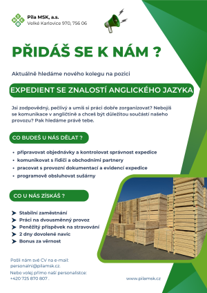 Pila MSK, a.s. - nabídka práce na pozici operátor třídící linky 1