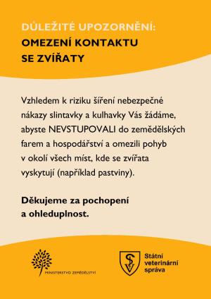 Informace k riziku šíření nákazy slintavky a kulhavky